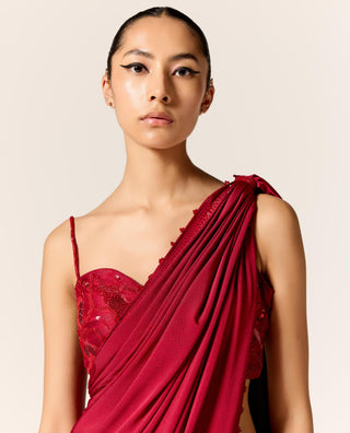Red sitara eminence draped saree