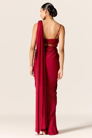 Red sitara eminence draped saree