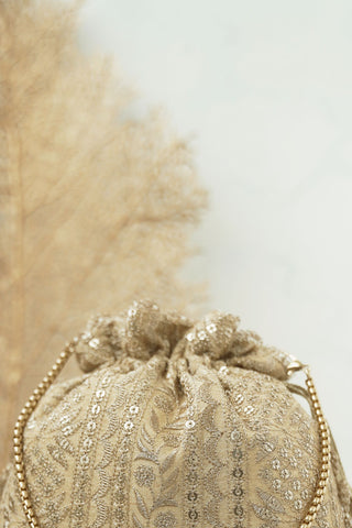 Gold mirai embroidered potli
