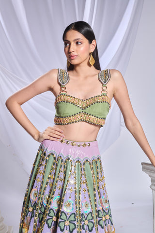 Lehenga Set Indian Wedding - Green celtic hearts by Papa Don't Preach