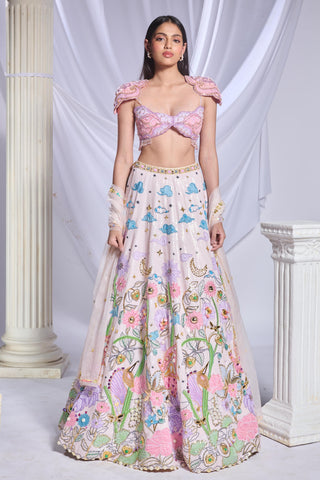 Lehenga Set Indian Wedding - Ivory whimsical wonderland by Papa Don't Preach