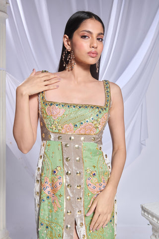 Gown Traditional Wear for Women - Gray shamrock shimmy by Papa Don't Preach