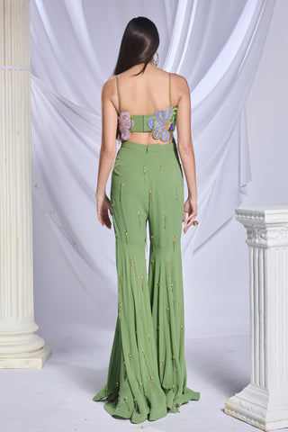 Palazzo Pant Set Indian Wedding - Green juniper jade by Papa Don't Preach