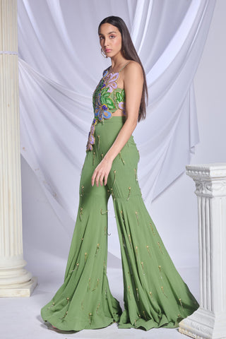 Palazzo Pant Set Indian Wedding - Green juniper jade by Papa Don't Preach