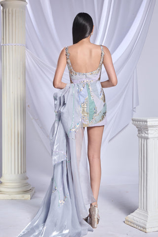 Dress Contemporary Wear - Gray silver lining with drape by Papa Don't Preach