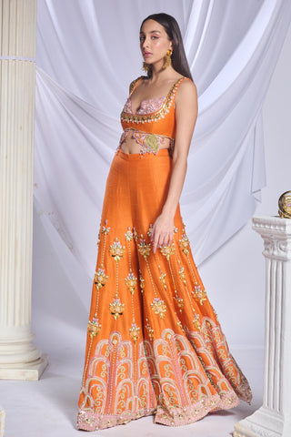 Palazzo Pant Set Indian Wedding - Orange pixie palace by Papa Don't Preach