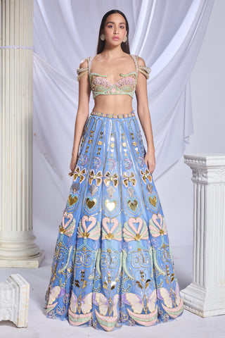Lehenga Set Indian Wedding - Blue once in a moon by Papa Don't Preach