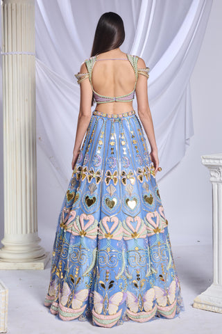 Lehenga Set Indian Wedding - Blue once in a moon by Papa Don't Preach