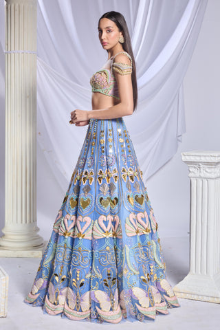 Lehenga Set Indian Wedding - Blue once in a moon by Papa Don't Preach