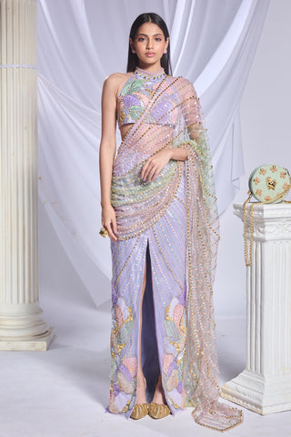 Draped Saree Indian Wedding - Gray moonlit melody by Papa Don't Preach