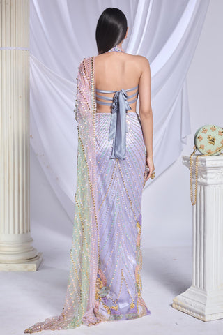 Draped Saree Indian Wedding - Gray moonlit melody by Papa Don't Preach