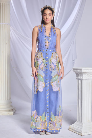 Jacket Set Traditional Wear for Women- Blue belle of the ball by Papa Don't Preach