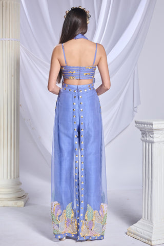 Jacket Set Traditional Wear for Women- Blue belle of the ball by Papa Don't Preach