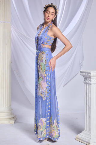 Jacket Set Traditional Wear for Women- Blue belle of the ball by Papa Don't Preach