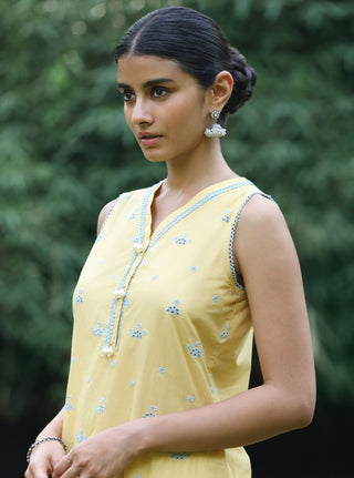 Yellow malgudi days kora kurta set