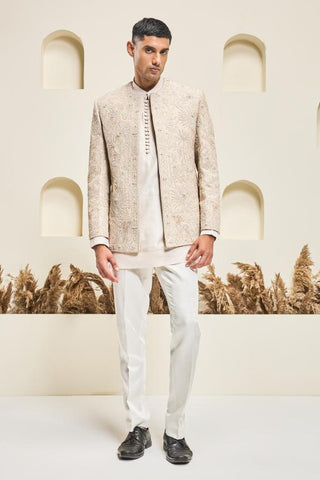 Bandhgala set Indian Wedding - Pink Open by Sarab Khanijou