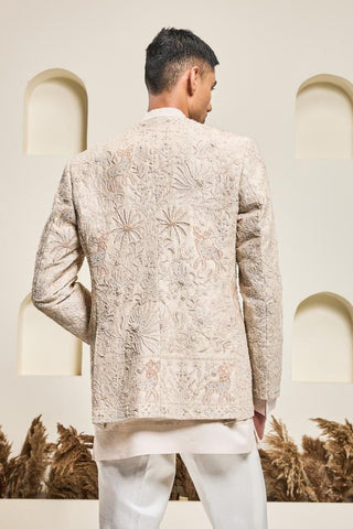 Bandhgala set Indian Wedding - Pink Open by Sarab Khanijou