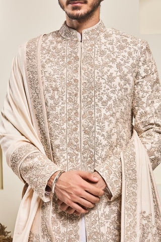 Pearl zari sherwani Indian Wedding Pink Elegance by Sarab Khanijou