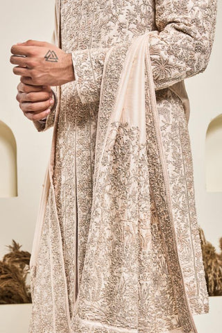 Pearl zari sherwani Indian Wedding Pink Elegance by Sarab Khanijou