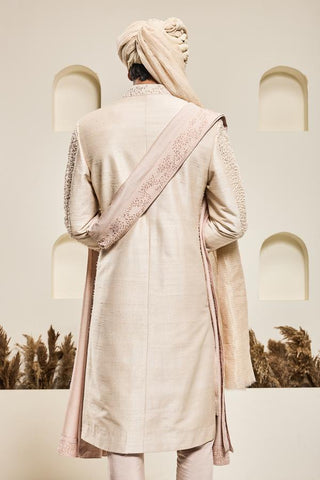 Pearl cutdana sherwani Indian Wedding Pink Elegance by Sarab Khanijou