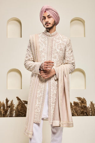 Pink sequins sherwani Indian Wedding Festive Elegance by Sarab Khanijou