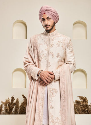 Spring work sherwani Indian Wedding Pink Elegance by Sarab Khanijou