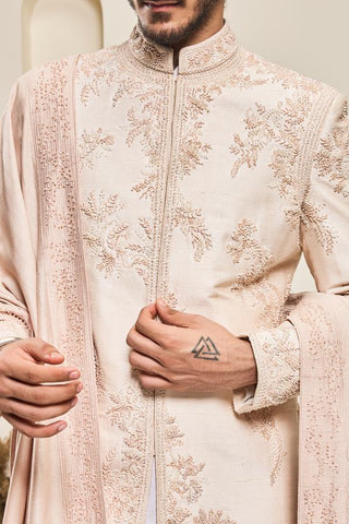 Spring work sherwani Indian Wedding Pink Elegance by Sarab Khanijou