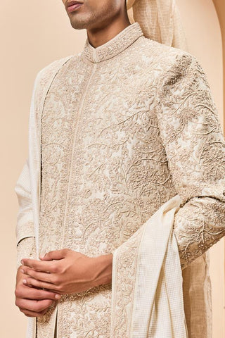 Sequins spring sherwani Indian Wedding Ivory Elegance by Sarab Khanijou