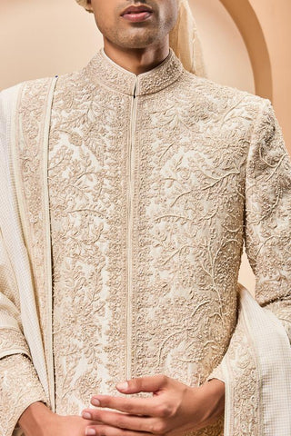 Sequins spring sherwani Indian Wedding Ivory Elegance by Sarab Khanijou
