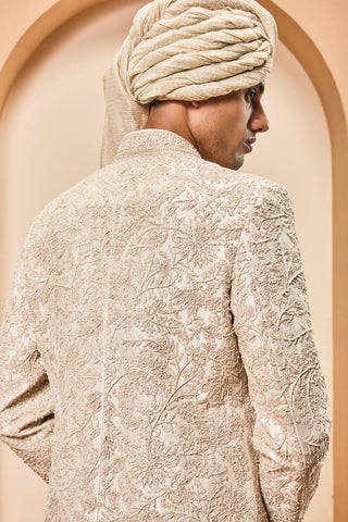 Sequins spring sherwani Indian Wedding Ivory Elegance by Sarab Khanijou