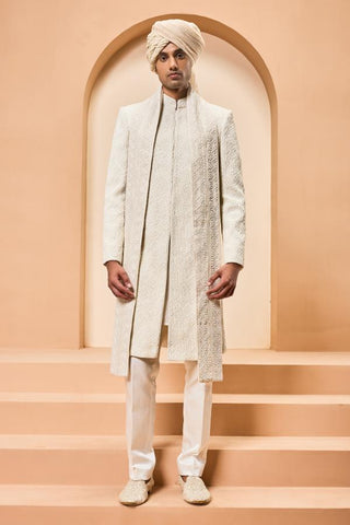 Cutdana sherwani Indian Wedding - Ivory Detailing by Sarab Khanijou