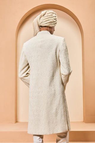Cutdana sherwani Indian Wedding - Ivory Detailing by Sarab Khanijou