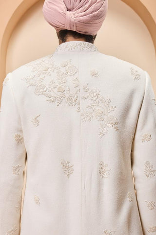 Thread work sherwani Indian Wedding - Ivory Thread Work by Sarab Khanijou