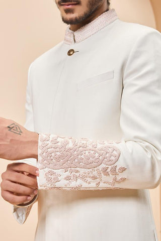Sequins sherwani Indian Wedding Ivory Elegance by Sarab Khanijou