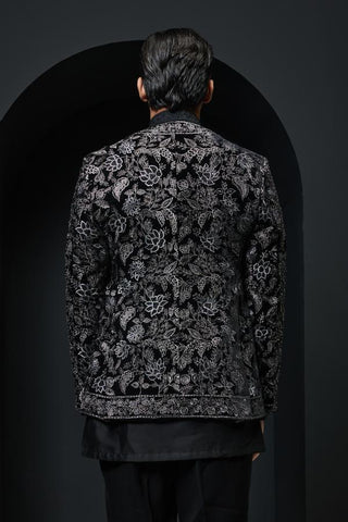 Bandhgala set Indian Wedding - Black Sequins by Sarab Khanijou