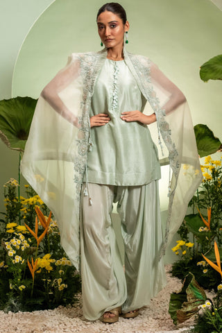 Short Kurta Set for Contemporary Wear – Green Eden by Pallavi Poddar