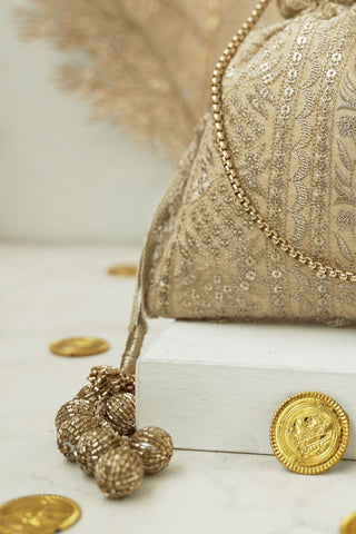 Gold mirai embroidered potli