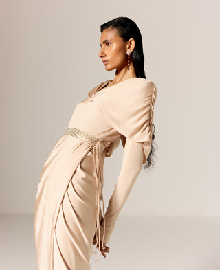 Beige vega eminence gown