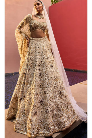 Bridal Lehenga Set Indian Wedding Ivory Regal Jeweled by Tamanna Punjabi Kapoor