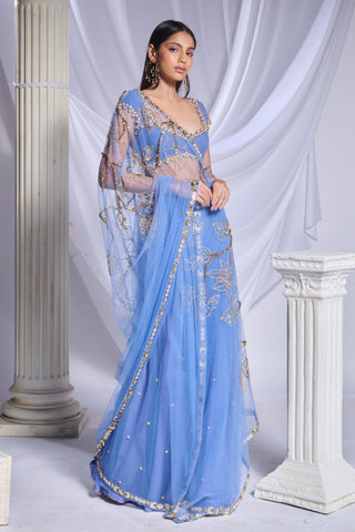 Draped Saree Indian Wedding - Blue sea's the day by Papa Don't Preach