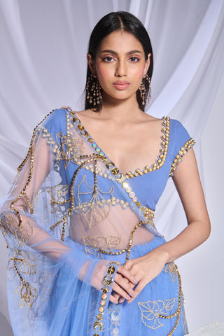 Draped Saree Indian Wedding - Blue sea's the day by Papa Don't Preach