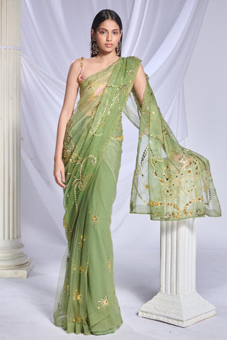Draped Saree Indian Wedding - Green sea frost by Papa Don't Preach