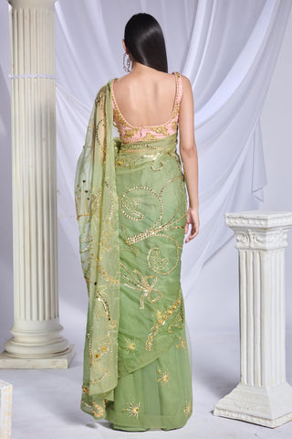 Draped Saree Indian Wedding - Green sea frost by Papa Don't Preach