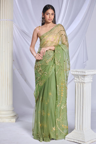 Draped Saree Indian Wedding - Green sea frost by Papa Don't Preach