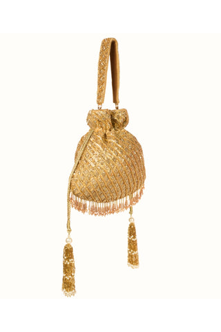 Potli bag for women for Indian Wedding - Gold Sitara sequin potli by House of Kosha