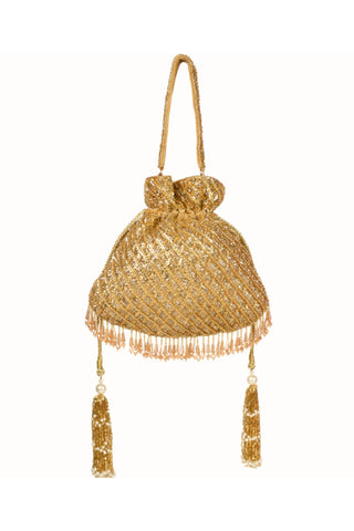 Potli bag for women for Indian Wedding - Gold Sitara sequin potli by House of Kosha