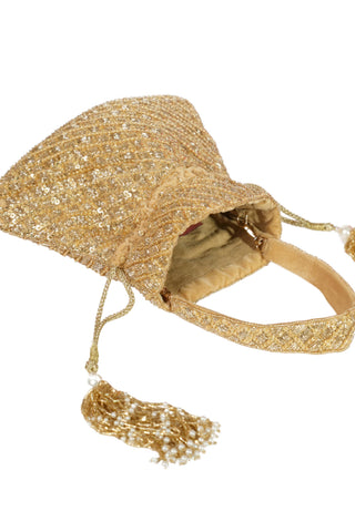 Potli bag for women for Indian Wedding - Gold Sitara sequin potli by House of Kosha