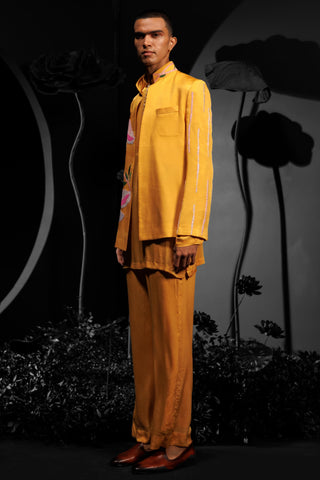Mango yellow three-piece kurta set