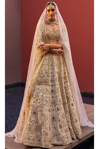 Bridal Lehenga Set Indian Wedding Ivory Regal Jeweled by Tamanna Punjabi Kapoor