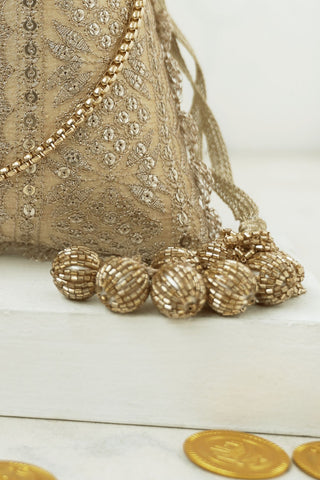 Gold mirai embroidered potli